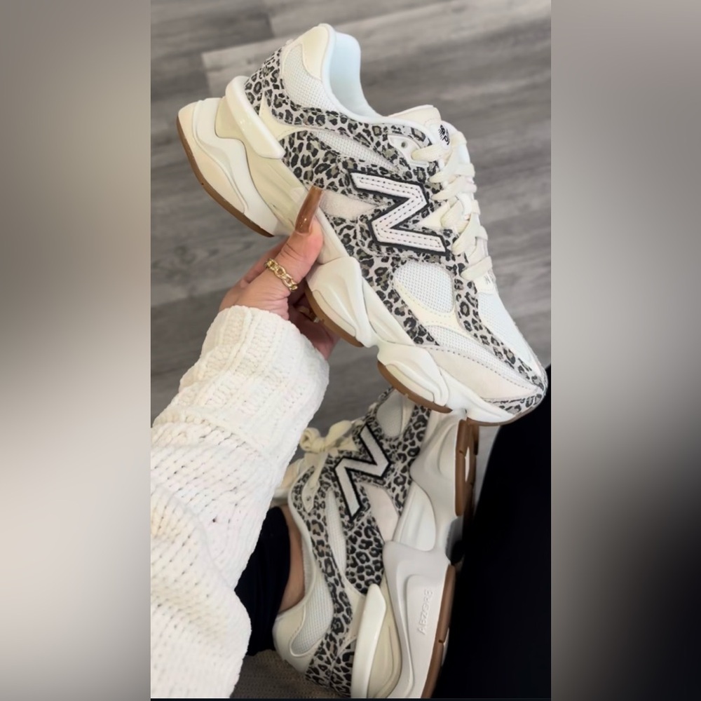 NIB-Women New Balance 9060 Leopard Print Sneakers-Exclusive Collection Size 7.5 - Picture 4 of 12